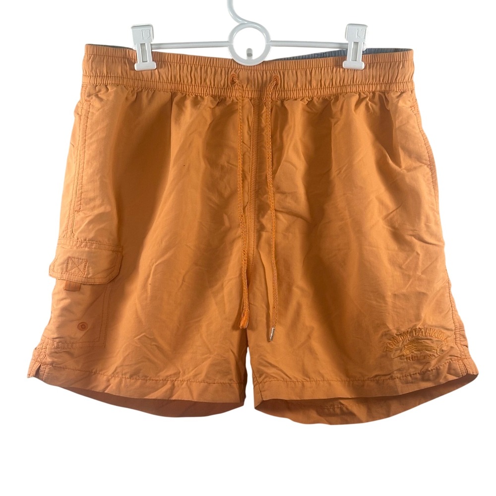 Tommy Bahama Relax Mens Orange Swim Trunks Mesh Lined Cargo Pocket Size Large